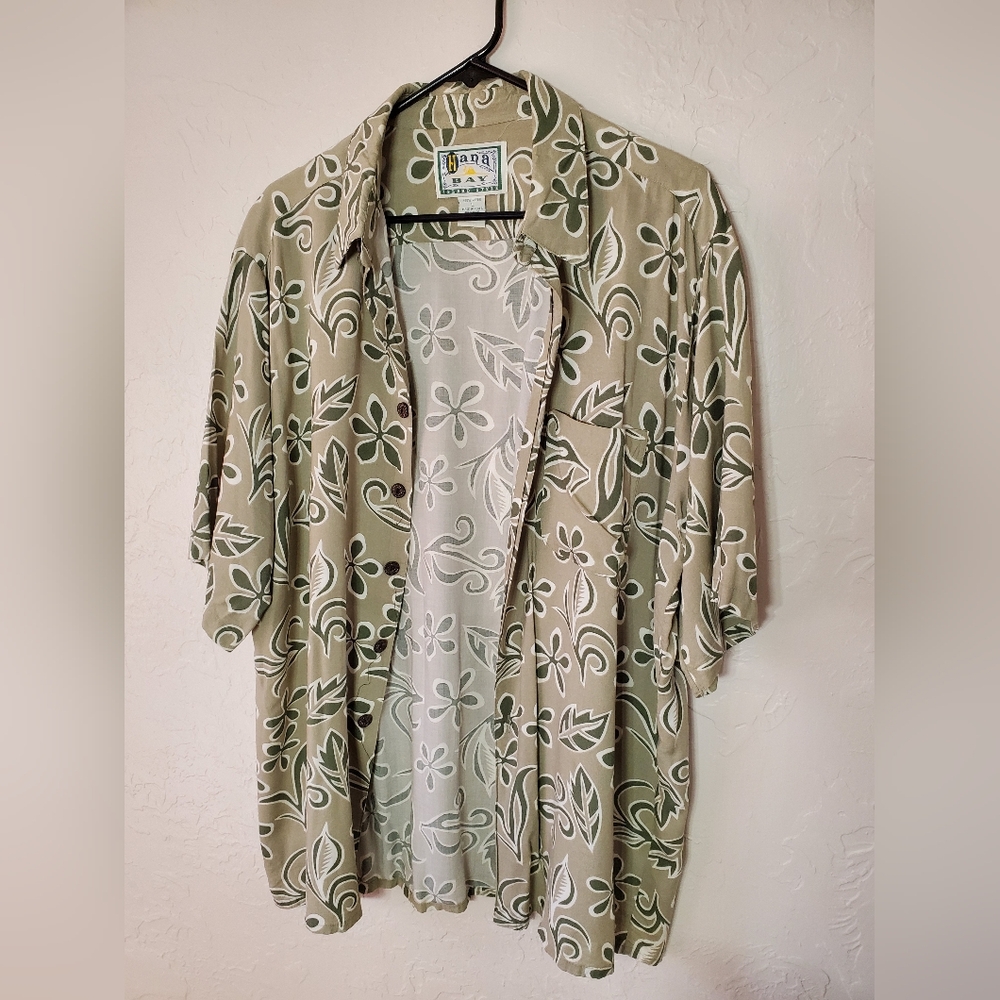 Hana Bay Men's Short Sleeve Button-down Shirt Jade Green K